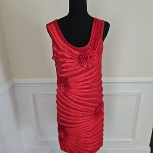 Lauren Michelle Red Sculpted Rosette Mini Dress